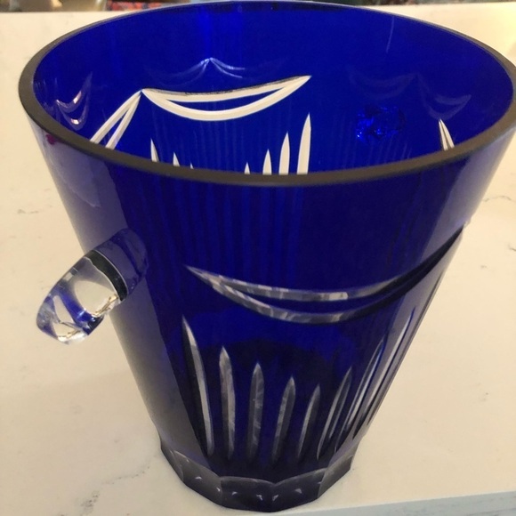 Cobalt Blue Cased Glass Champagne/Ice Bucket VTG Imperial Estate Crystal - Picture 6 of 13